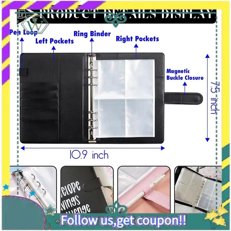 NEW 1Set 100 Envelopes Challenge Binder Savings Book Makes Kit With Cash Envelopes Savings Challenges Book To Save 5,050 Black