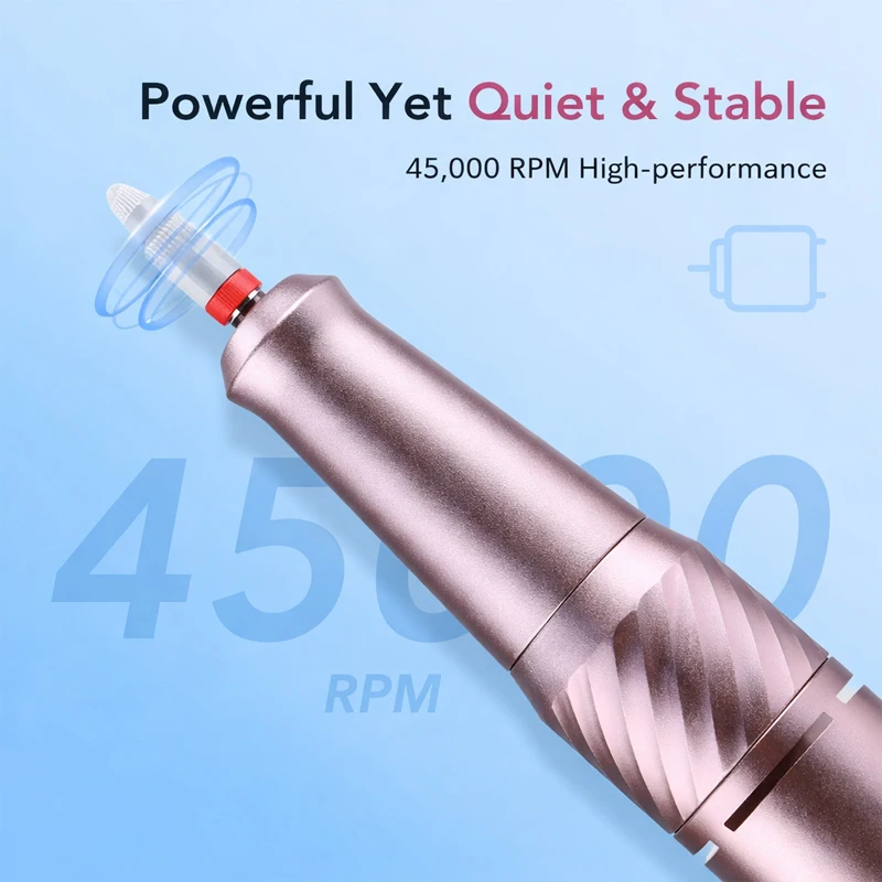 Perceuse à ongles électrique professionnelle 45000 tr/min, Portable, Rechargeable, à faible bruit, lime à sable, polisseuse pour usage domestique