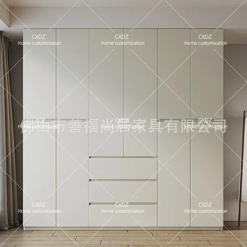 Warm Oak Wardrobe Simple Style FAS Grade Eco Friendly Cabinet Household Bedroom Segmented Finished Storage Closet