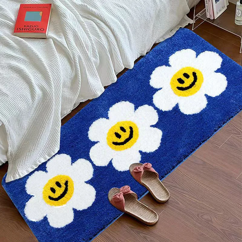 

Sunflower Long Doormat Tufted Rug Anti-Slip Kitchen Bedroom Handmade Flocking Rug Carpet Living Room Entrance Rug Home Decor