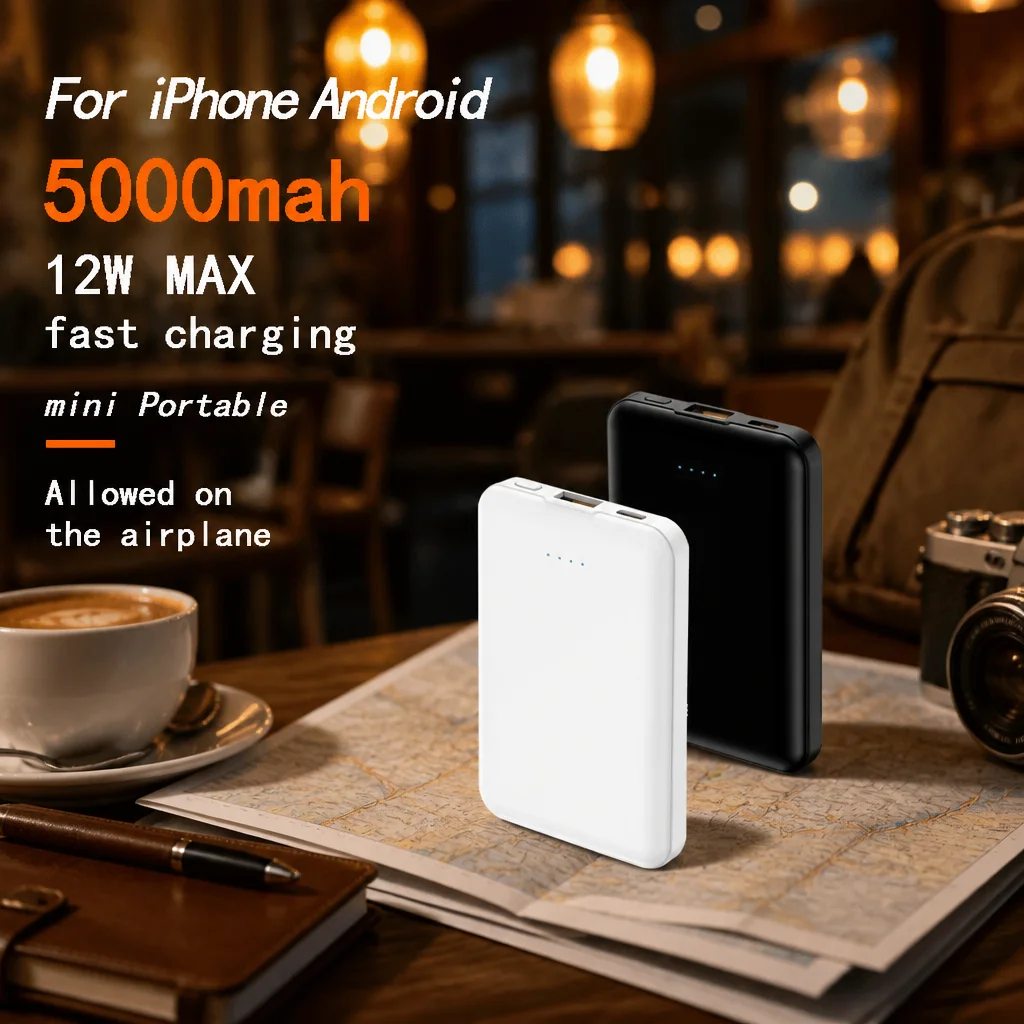 

Mini Compact Portable Power Bank 5000mAh External Battery Charger For iPhone Android Smartphones