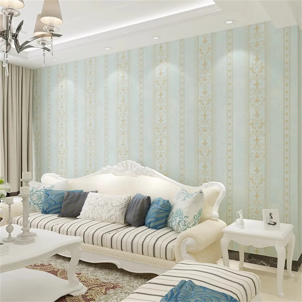 Simple European Vertical Non woven Wallpaper Bedroom Background Living Room TV Wallpapers 3D Thick Wall paper home decoration