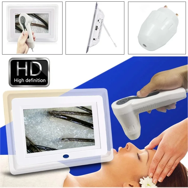 7 inch Scalp Detector Hair Follicles Oil Moisture Tester Skin Analyzer Machine Facial Skin Hair Analyser Machine Rechargeable
