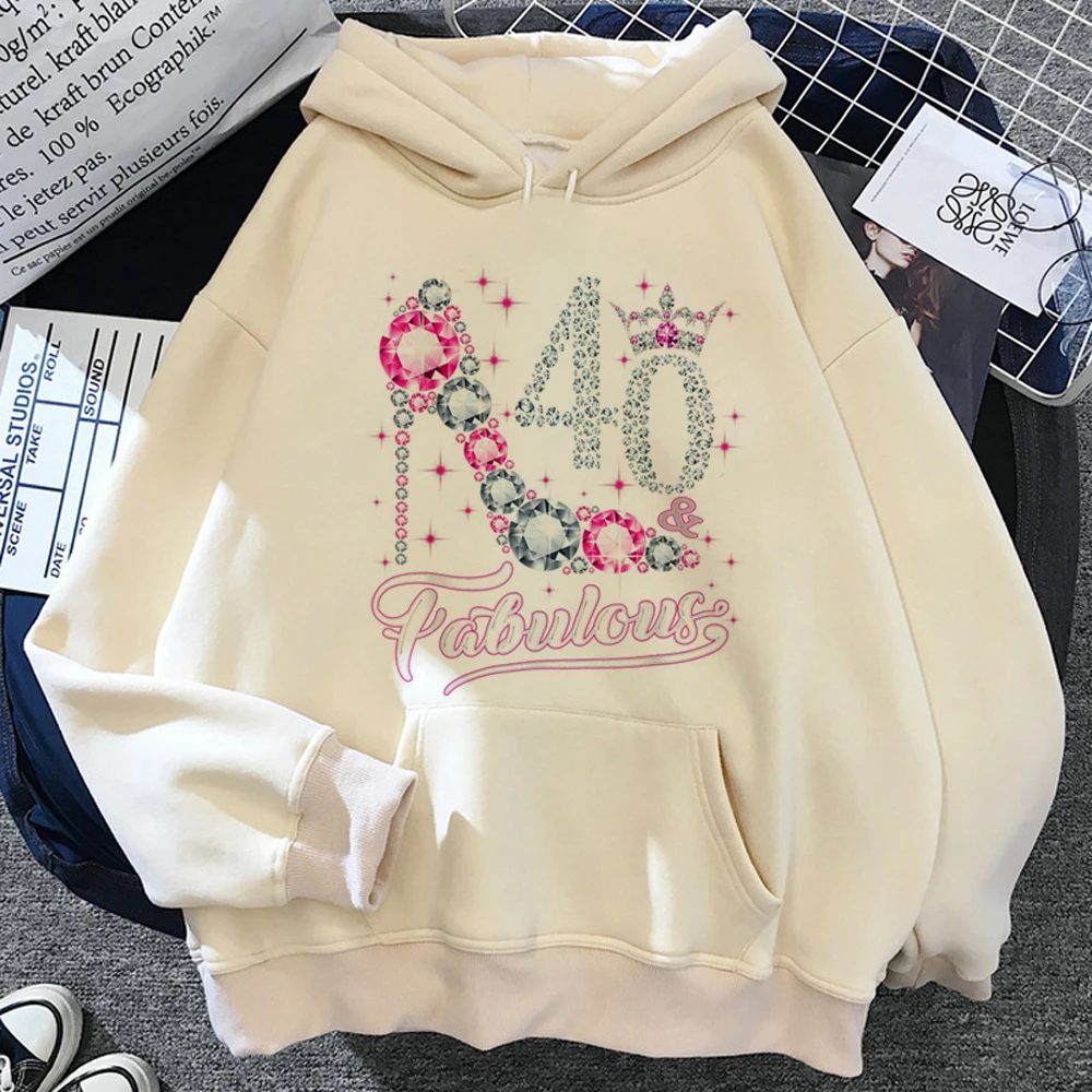 Mulheres 40 anos 40 ° aniversário Hoodies, Streetwear gráfico, camisola feminina dos anos 90, camisola estilo coreano