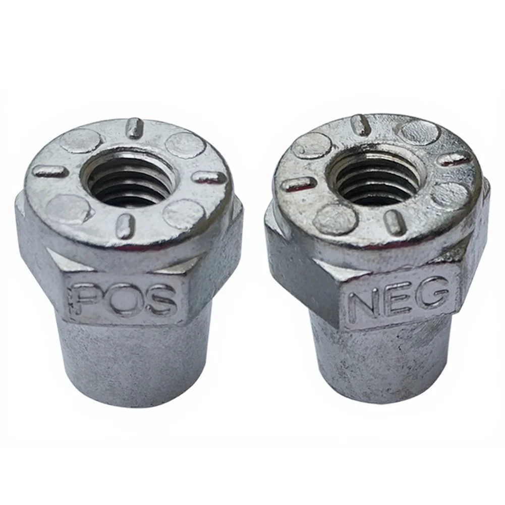 3/8inch Female Thread Battery Post Terminal Adapters 1 Pair for Car Boat Van Marine Top Side Post Zinc Alloy Silver