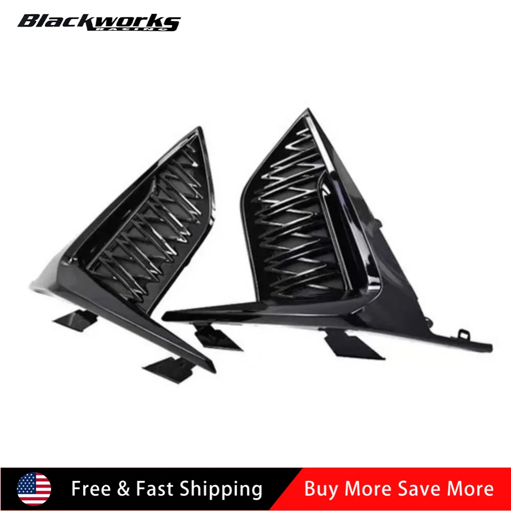 5310653010 5310553010 1 Pair Front Lower Left & Right Grille Fog Light Cover Gloss Black For 2021-2024 Lexus IS300 Base F-Sport IS350 F-Sport