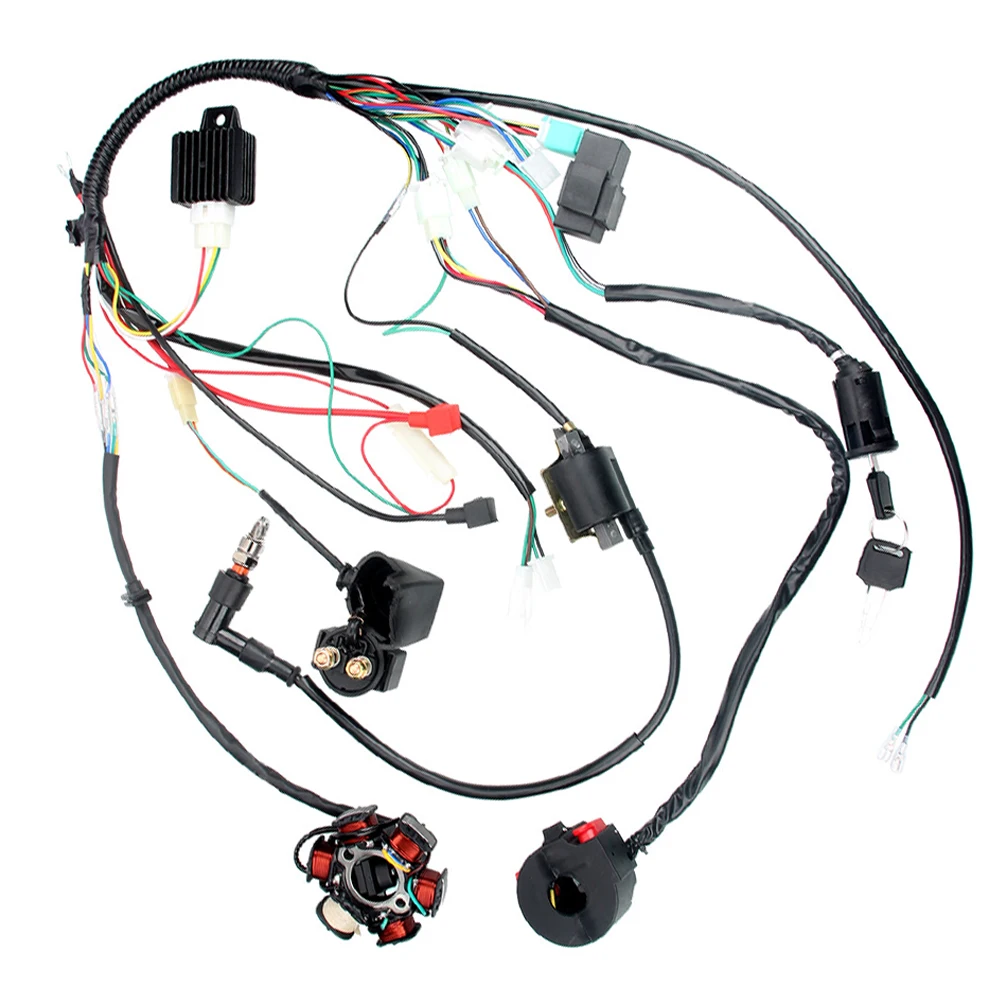 Complete Electrics Wiring Harness Loom CDI Coil for 50cc 70cc 90cc 110cc 125cc Motorcycle ATV Quad Pit Bike Buggy Go Kart