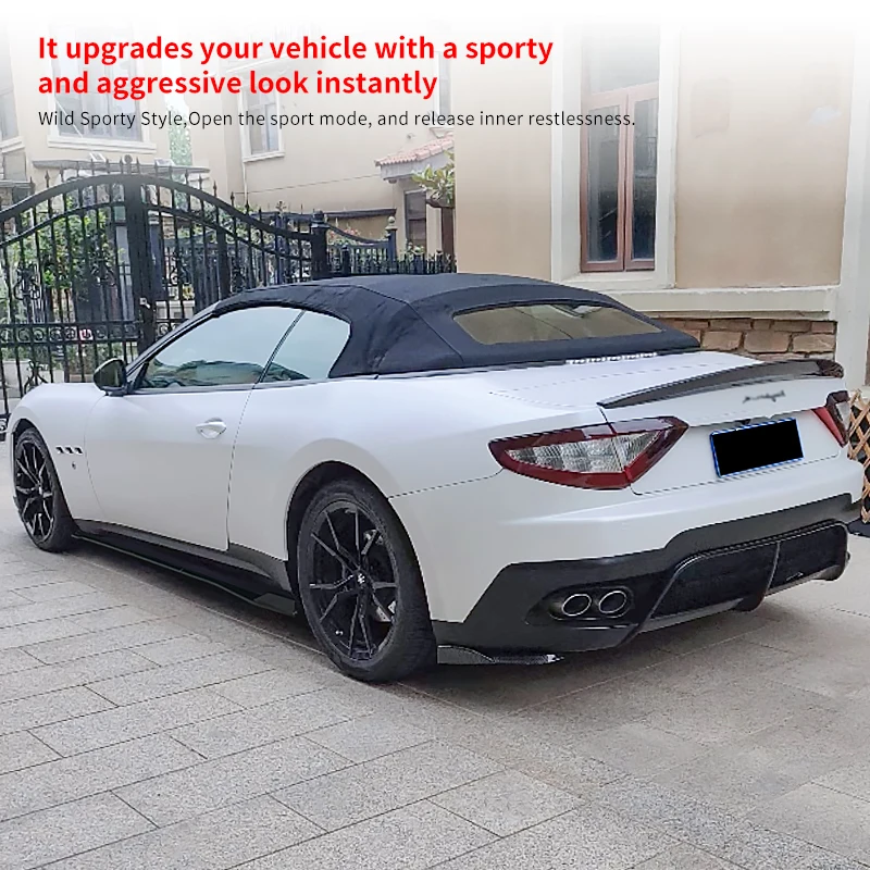 Car Front Wrap Angle Separator Body Kit Protector Side Skirts Extensions Rear Wrap Angle Carbon ABS For Maserati GranCabrio 2010