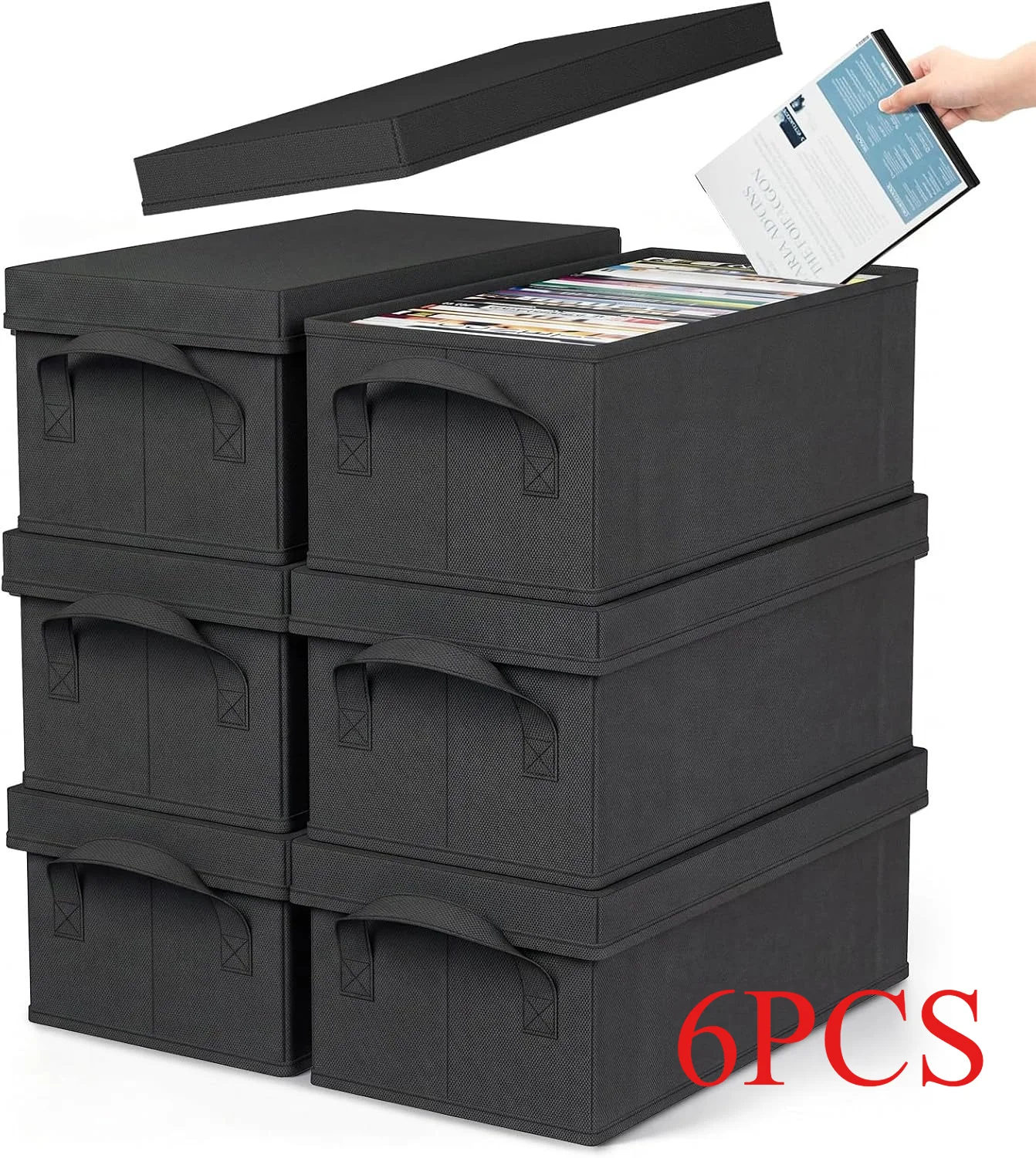 Home Office Bagas - 6개입 CD/DVD 보관함, 뚜껑과 손잡이가 있는
