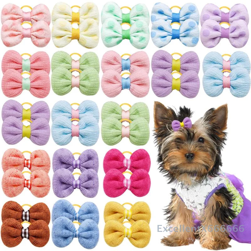 

5/10Pcs Bow Tie Rubber Band Candy Color Dog Hair Band Long-hair Puppy Bowknots Hair Accessories Pet Grooming Cute Pet Supplies