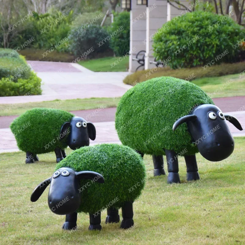 Outdoor Garden Garden Decoration GRP Sculpture Garden Decoration Landscape Flocking Sheep