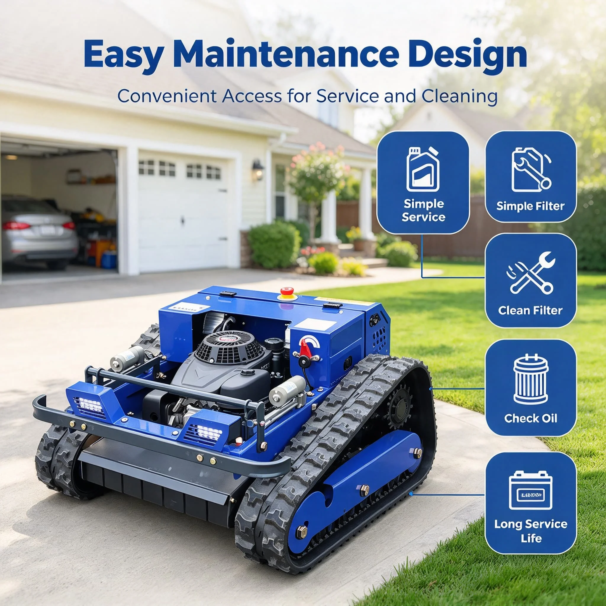 Customized engine lawn Intelligent Self-Propelled Robot Lawn Mower, Wireless Remote Grass Mower, Safety Sensors Prevent Machine