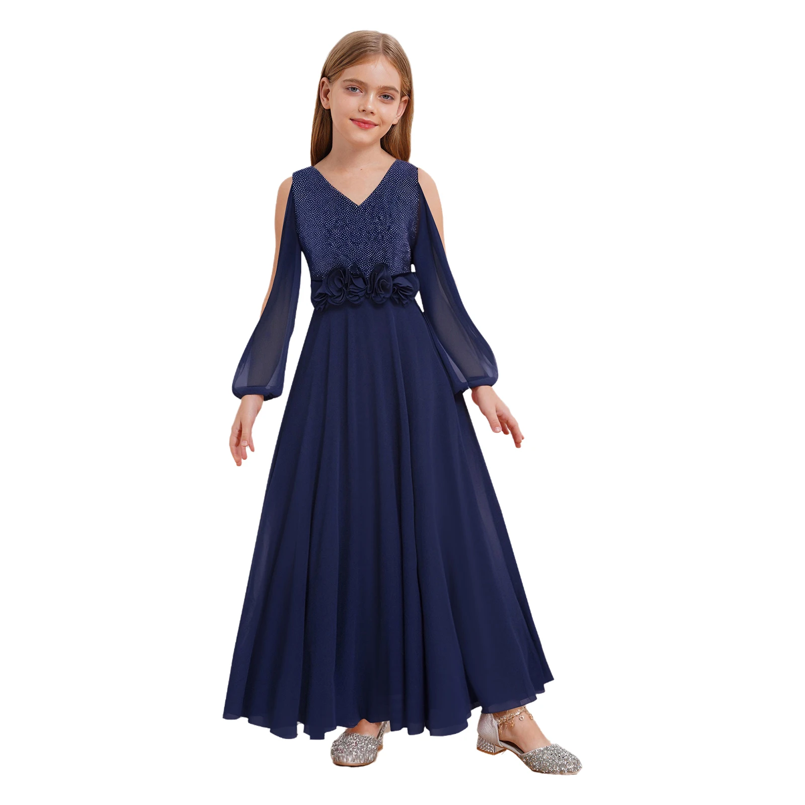 فستان قاعة الرقص للأطفال فساتين حفلات شيفون للفتيات لحفلات الزفاف والحفلات الراقصة أزياء الأميرة