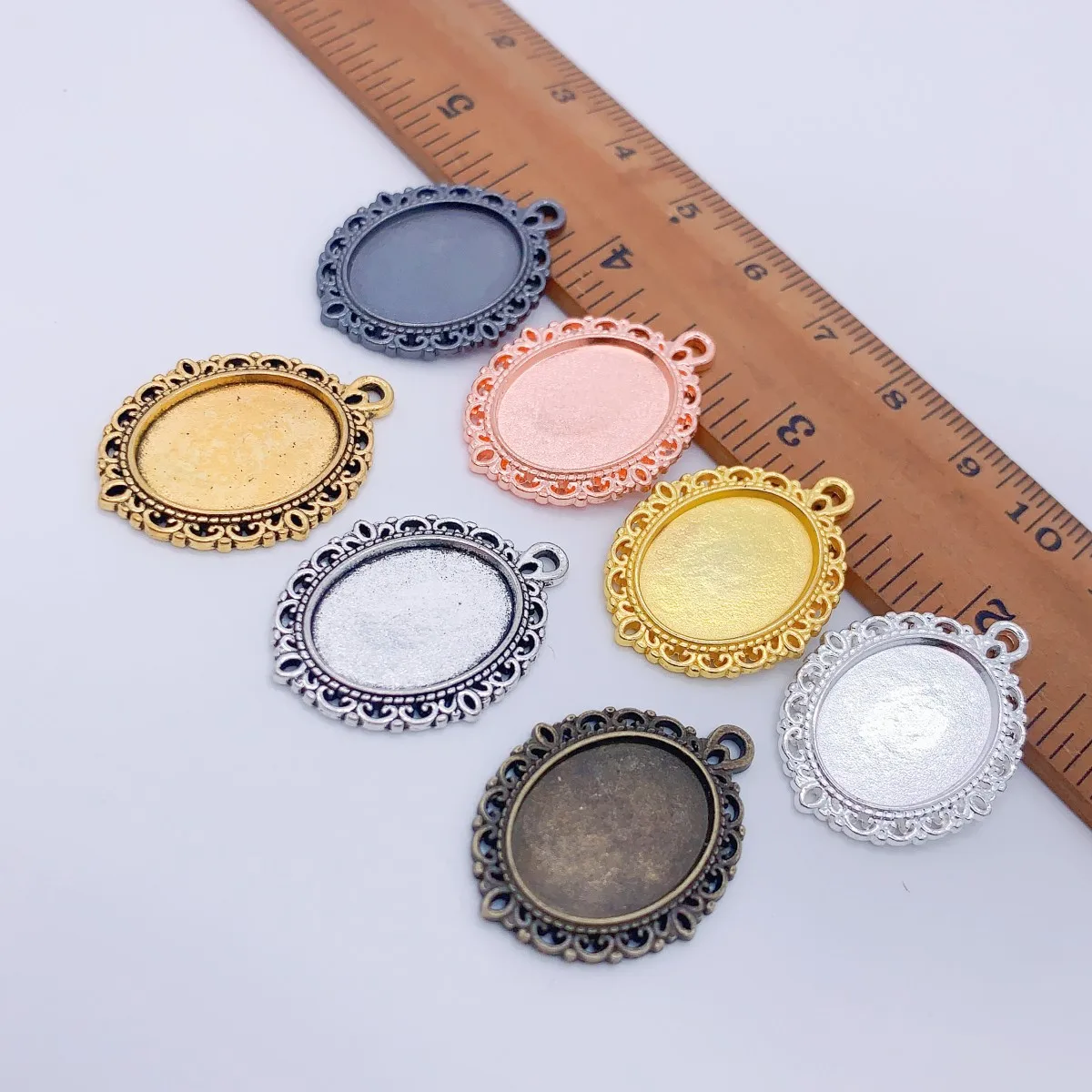 Onebeading Fit 13x18mm Oval Cabochons Pattern Glass Charm Base Blank Setting Bezel For DIY Making accessories Gift 20pcs K06366