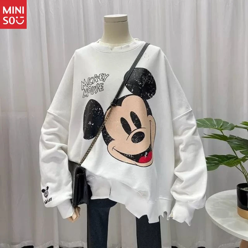 سترة ديزني ميكي ذات القلنسوة المتعثرة، سترة كورية كبيرة الحجم للنساء