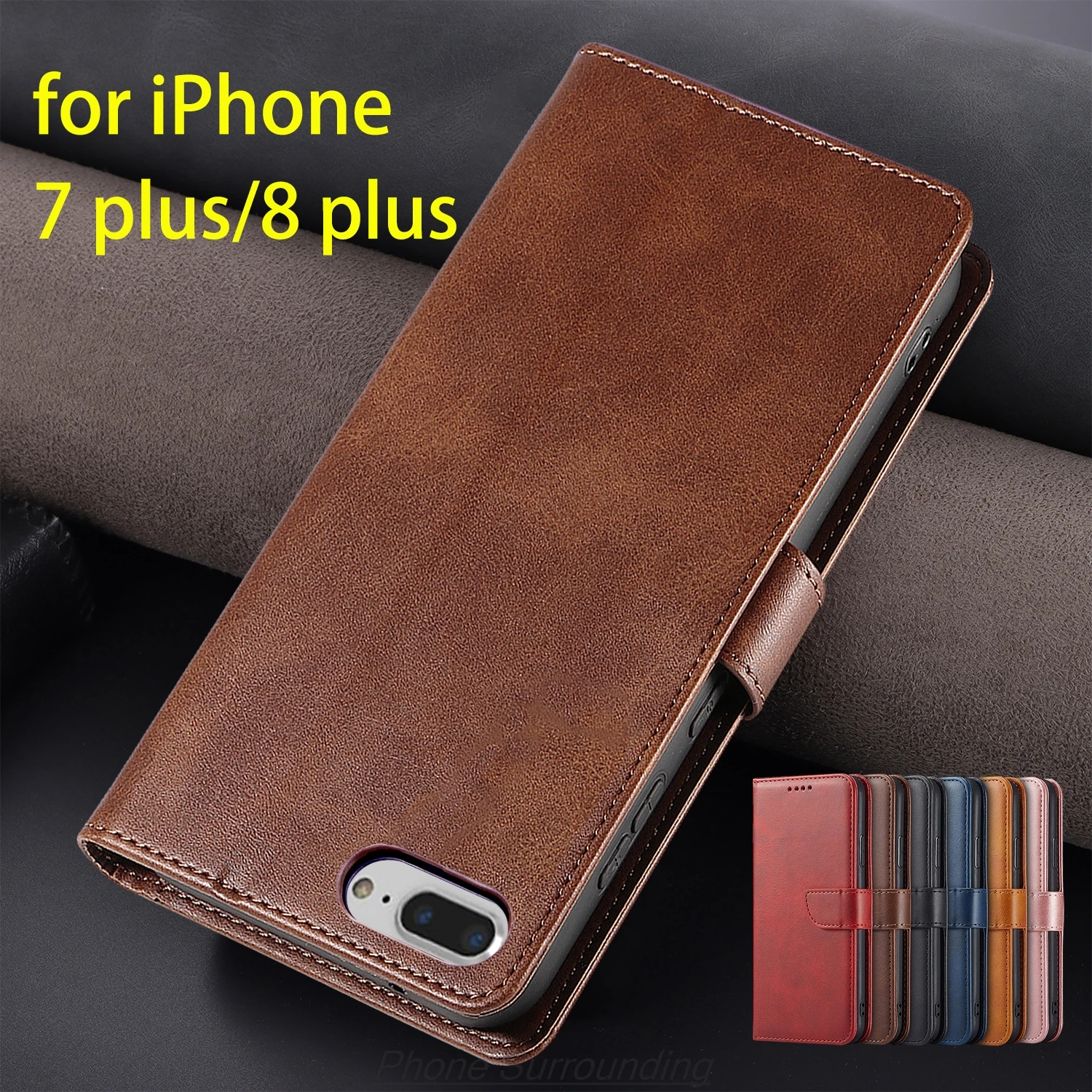 

Wallet Flip Cover Leather Case for Apple iPhone 7 plus / 8 Plus 5.5" Pu Leather Phone Bags protective Holster Fundas Coque