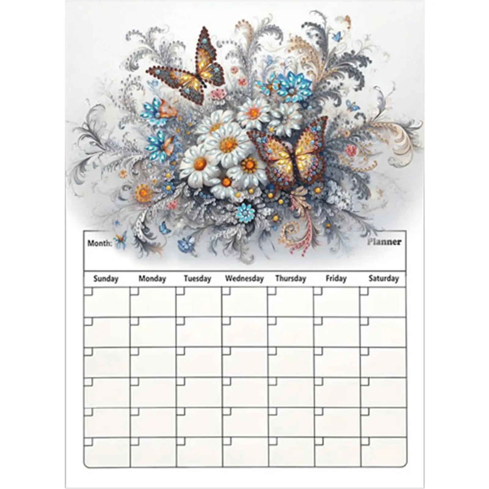 

Настенный календарь-магнит для холодильника с алмазной вышивкой в форме необычного цветочного узора, DIY алмазная вышивка, подвесной календарь для взрослых