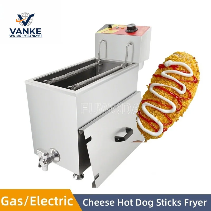 21L/25L Large Capacity Cheese Hot dog Sticks Fryer Electric/G as Deep Hot Corn Dog Fryer Machine Snack Machines