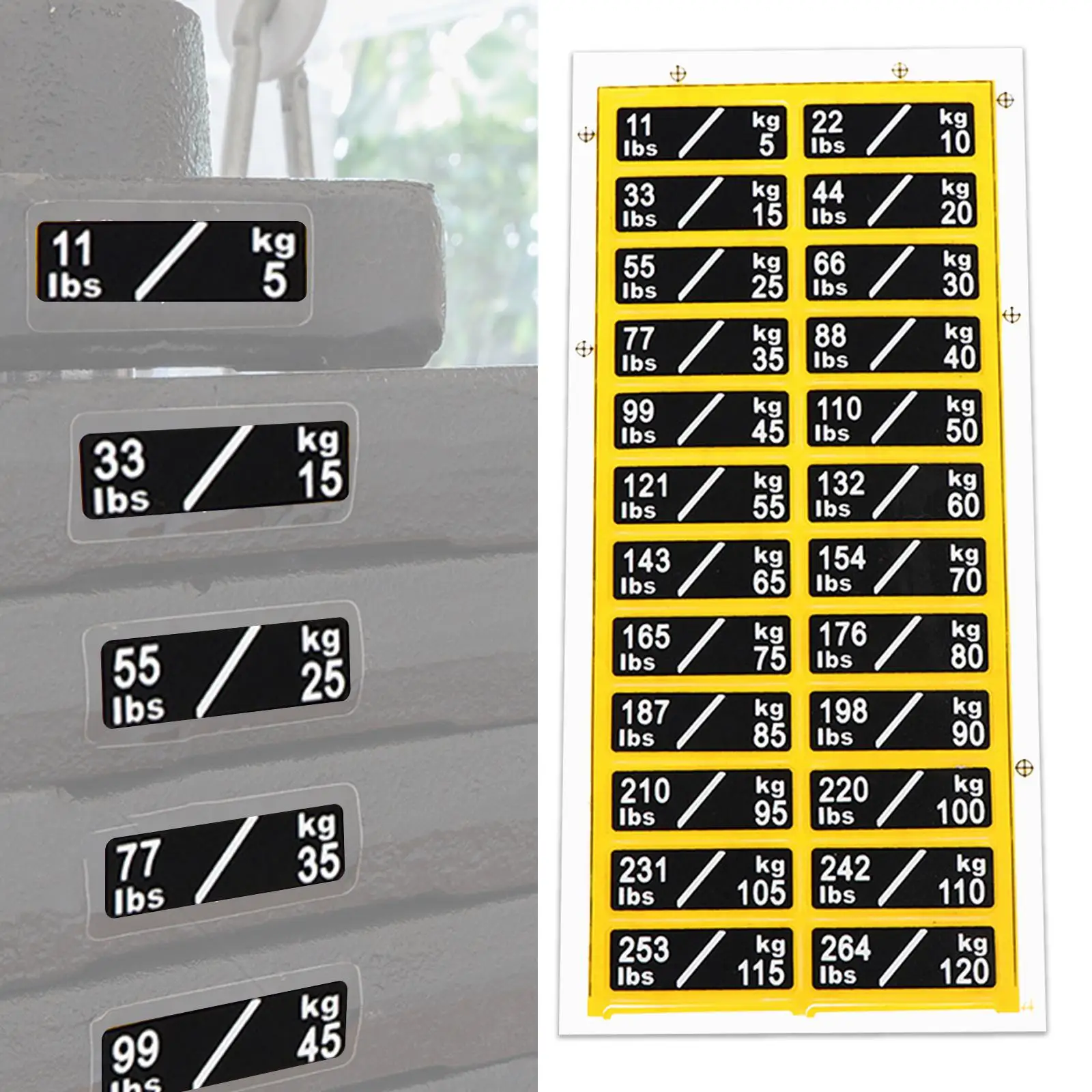 Weight Sticker Number Sticker 11lbs to 264lbs 5 kg to 120 kg