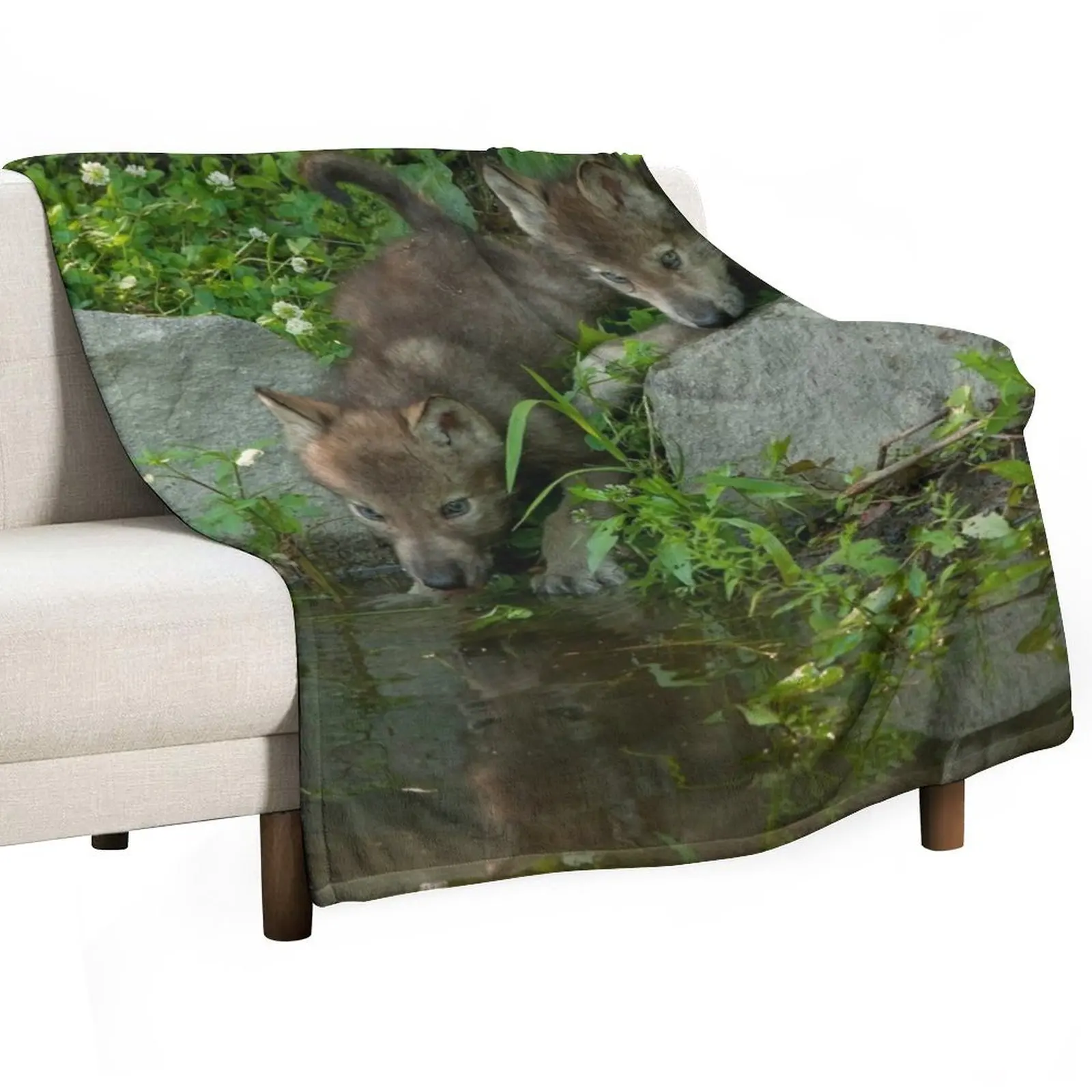 

Timber Wolf Pup Throw Blanket Moving Soft Plaid Picnic valentine gift ideas Blankets