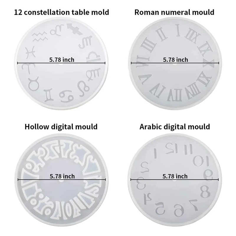 4 Stück Uhr Harzform Silikon guss Epoxidharz form handgemachte DIY Wohnkultur