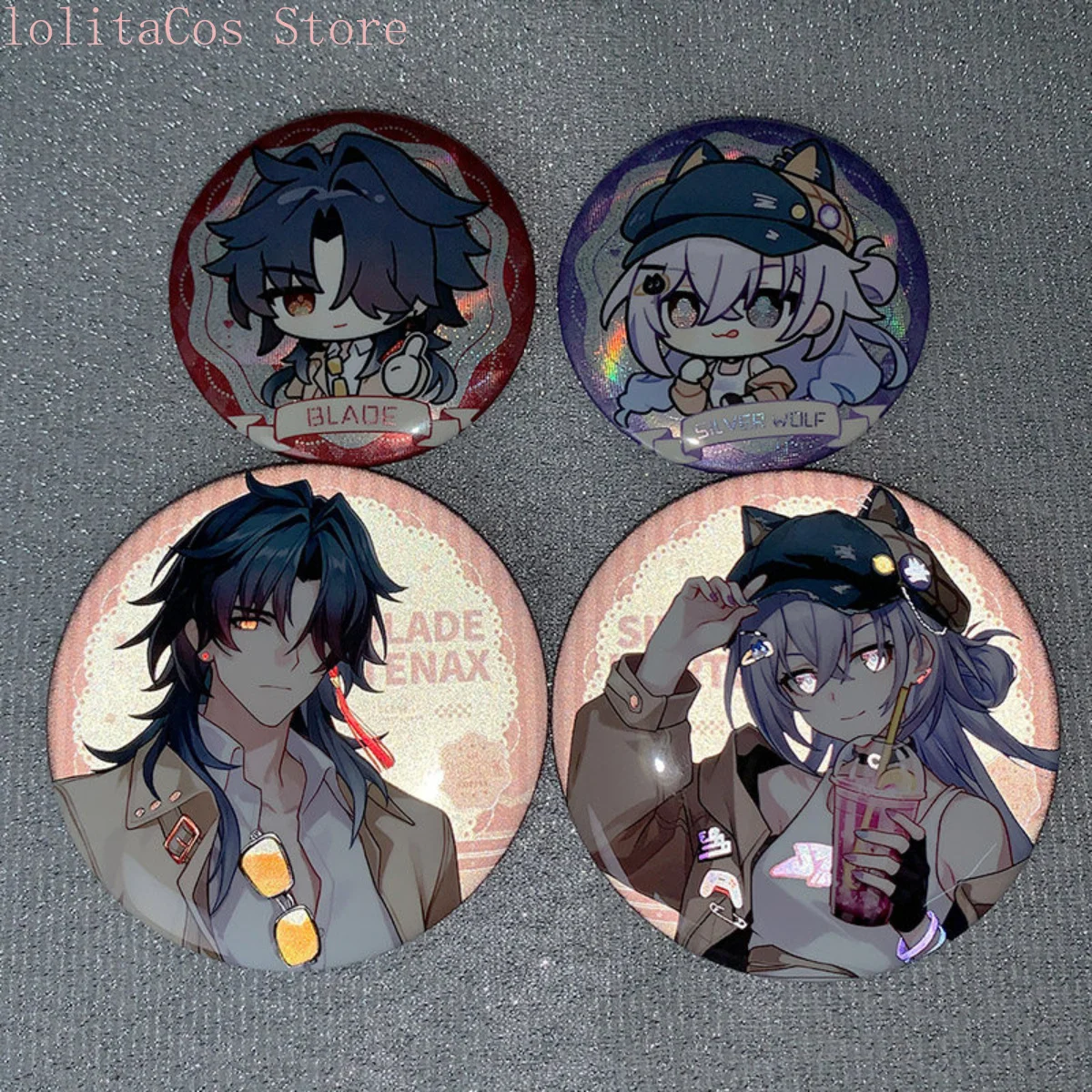 Honkai: Star Rail Blade Silver Wolf Anime Double Flash Tin Badge Brooch Collection Bag Decor Birthday Gift Cosplay Accessory