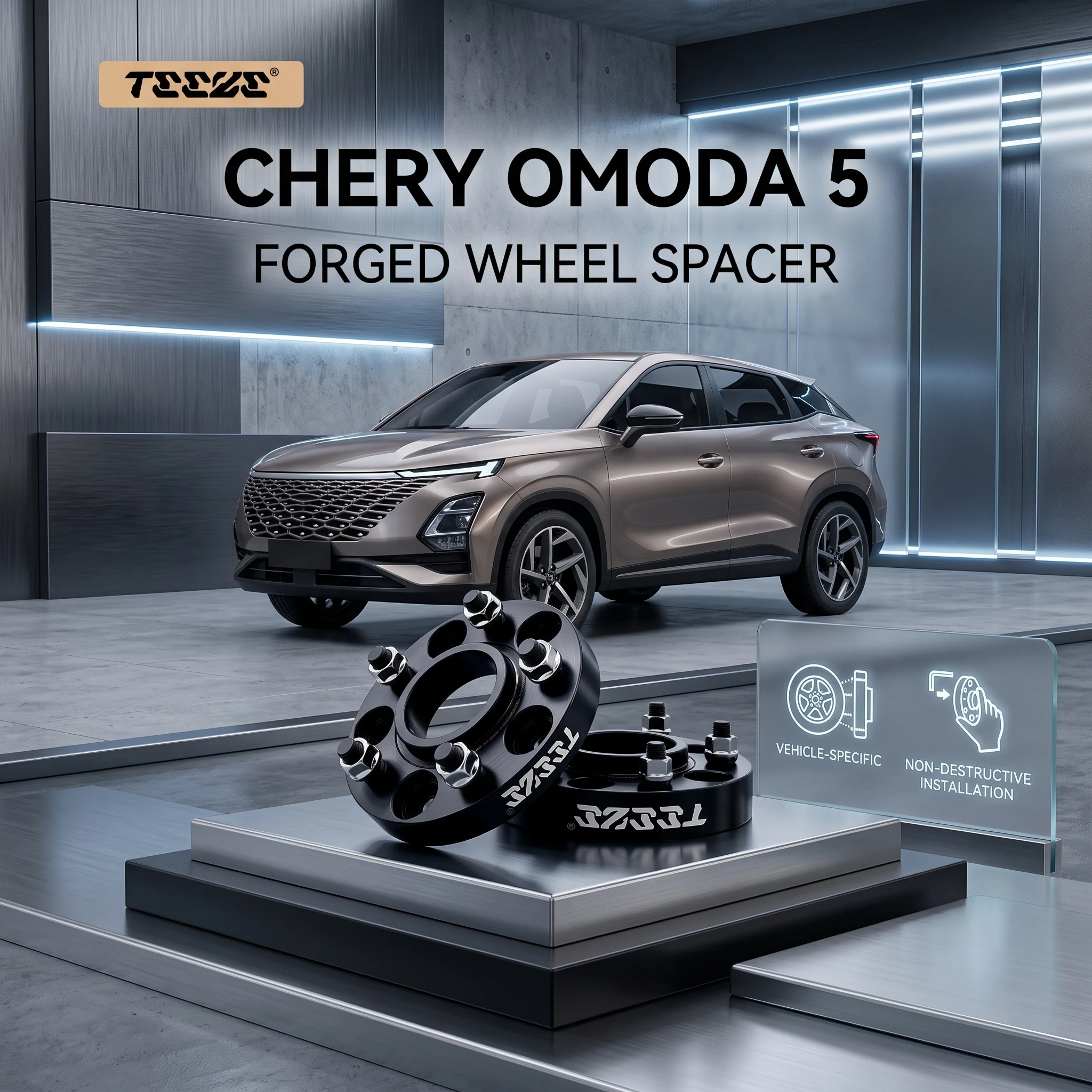 Teeze 2/4pcs 5x108 CB 60.1 M12 x 1.5 Hub Centric Black Forged wheel spacer For Chery Omoda 5 Flange Plate15/20/25/30/35/38mm