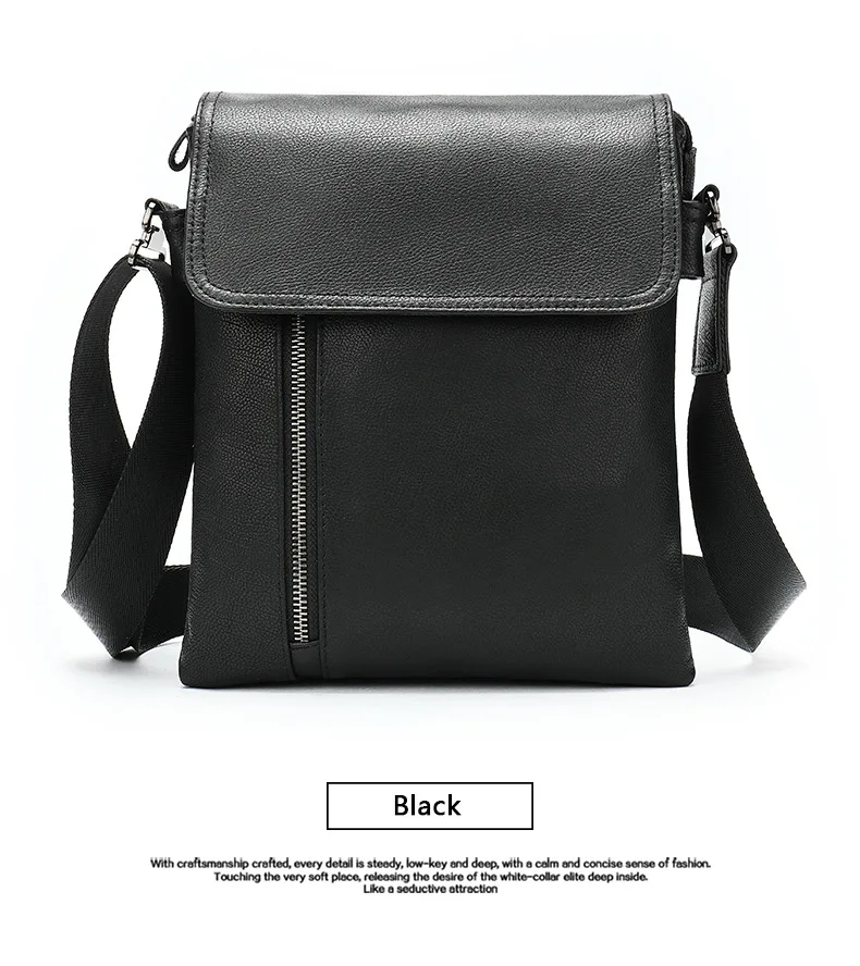 جلد أصلي للرجال حقيبة كتف الزوج الأسود حقيبة ساع الذكور حقائب جانبية حقائب رجالية عادية حقائب كروسبودي رجل