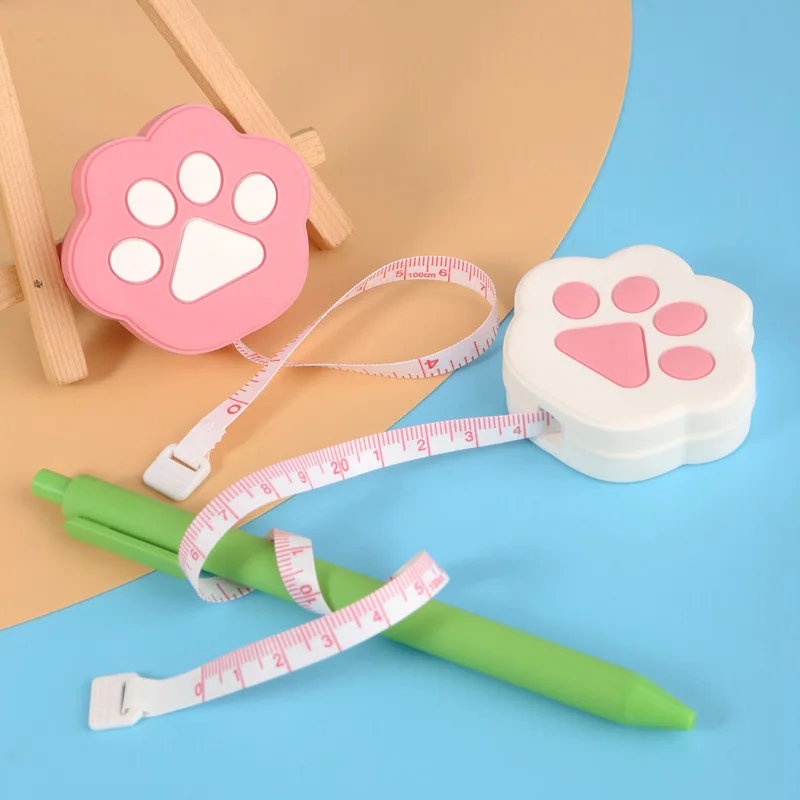 Cute Portable Cat Paw Tape Rulers Cartoon Body Measuring Tools Small Kawaii Soft Flexibl Ruler School Student Supplies Gifts