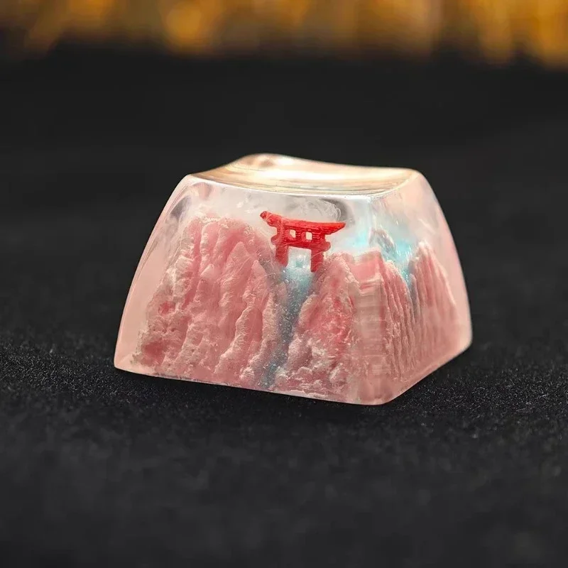 Torii Gate Japanese Keycaps Snow Mountain Relic Valley Keycaps Customized SA Resin Keycap for Mechanical Keyboard MX Transparent