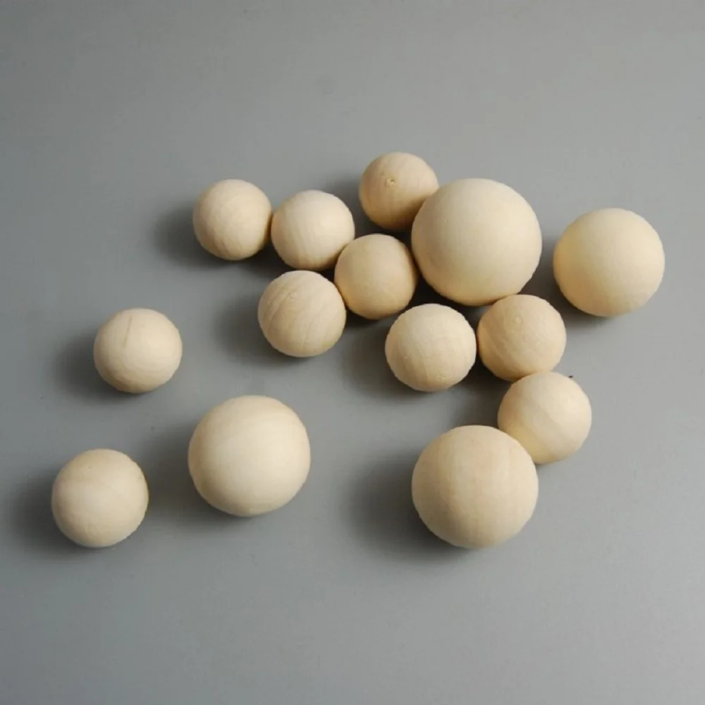 100pcs ，10mm-50mm Log Color Wooden Beads Non-porous Spherical Log Beads Wooden Wooden Beads