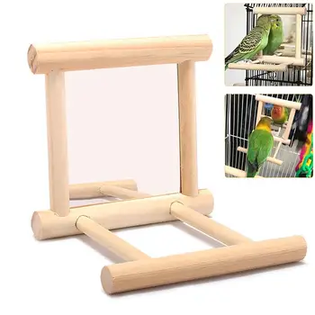 Wooden Bird Mirror Perch 1