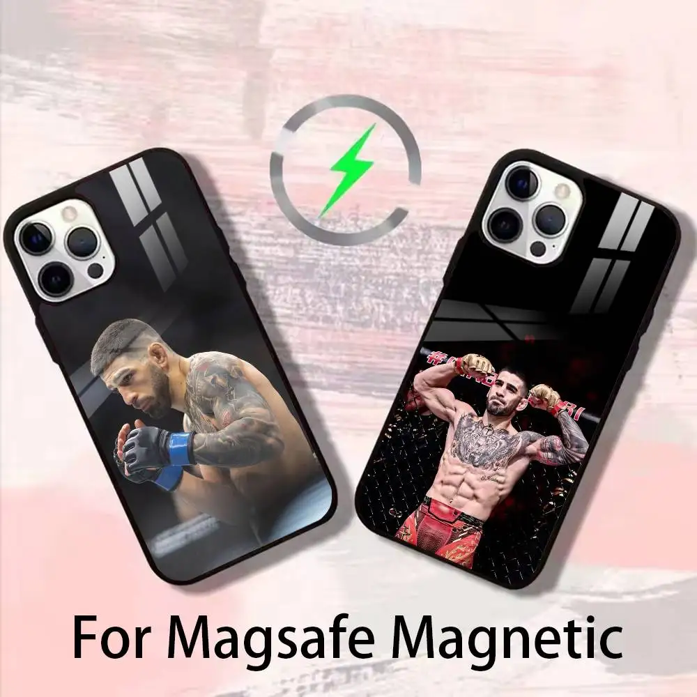 

I-Ilia Fighting T-Topuria Phone Case For iPhone 17 16 15 14 13 12 Pro Max Plus for Magsafe Mirror Wireless Magnetic Cover