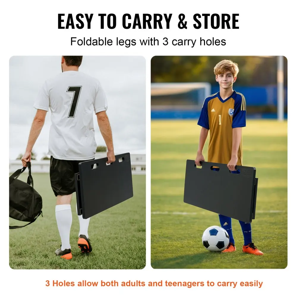 VEVOR Soccer Rebounder Board, 101.6 x 40.6 cm Portable Soccer Wall with 2 Angles Rebound, Foldable HDPE Kickback Rebound Board