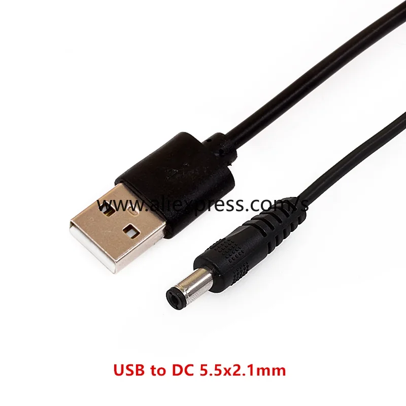 1Pcs USB Male to 5.5 MM X 2.1MM 5.5*2.5 DC Barrel Jack Power Cable AC Plug Transfer Connector Charger Interface Converter