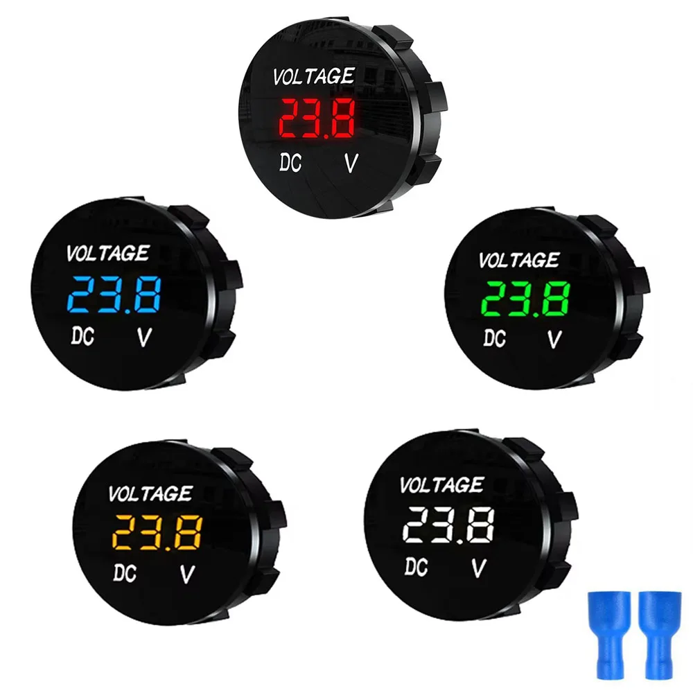 【セール中】DC 5V-48Vデジタル電圧計 車 バイク 電圧計 電圧テスター 車 自動車 バイク ATV ボート 12V 24V 36V 防水
