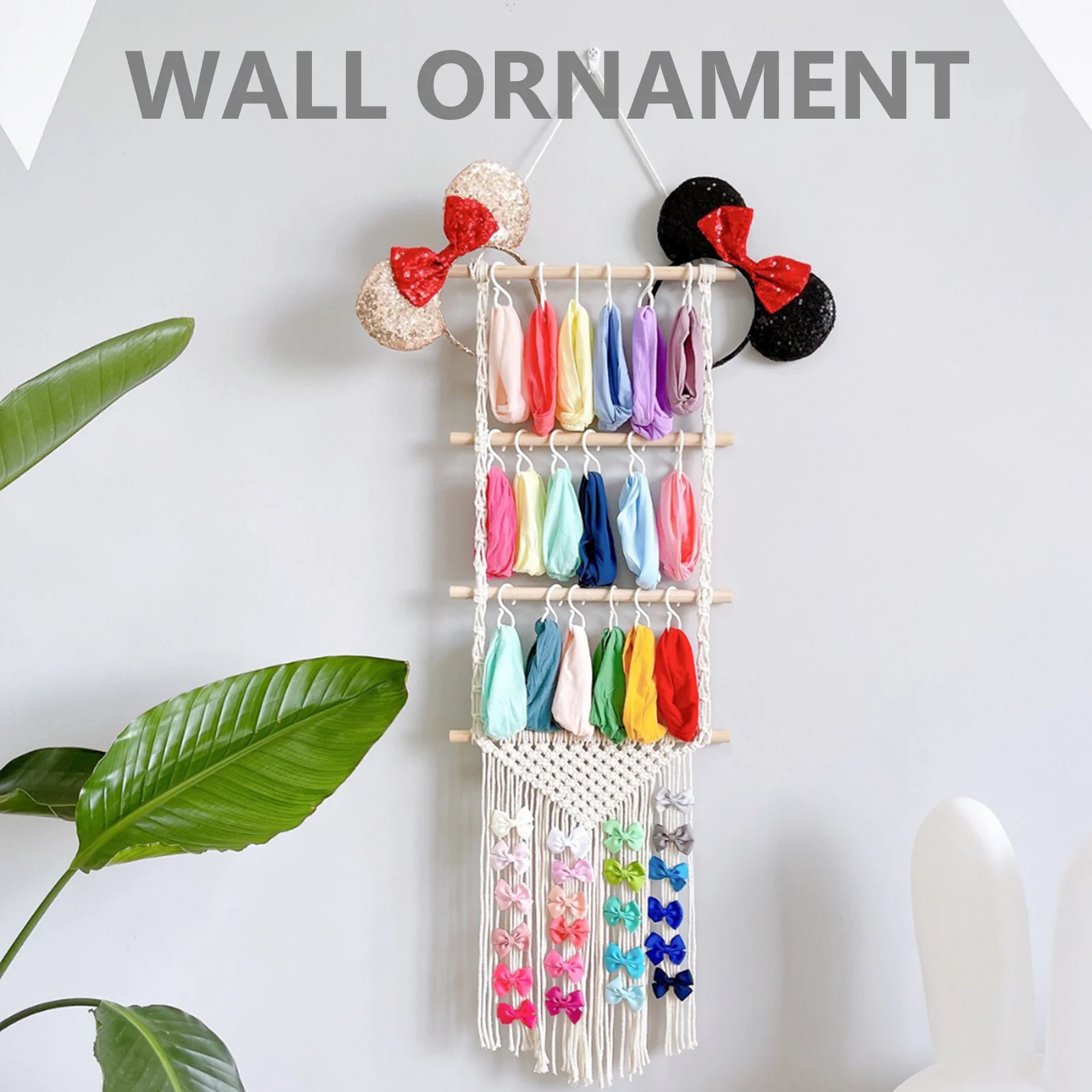 

Woven Wall Hanging Tapestry Hair Clip Hanger Decorative Shelf Boho Home Decor Hair Accessories Organizer Wall Hanging Decor