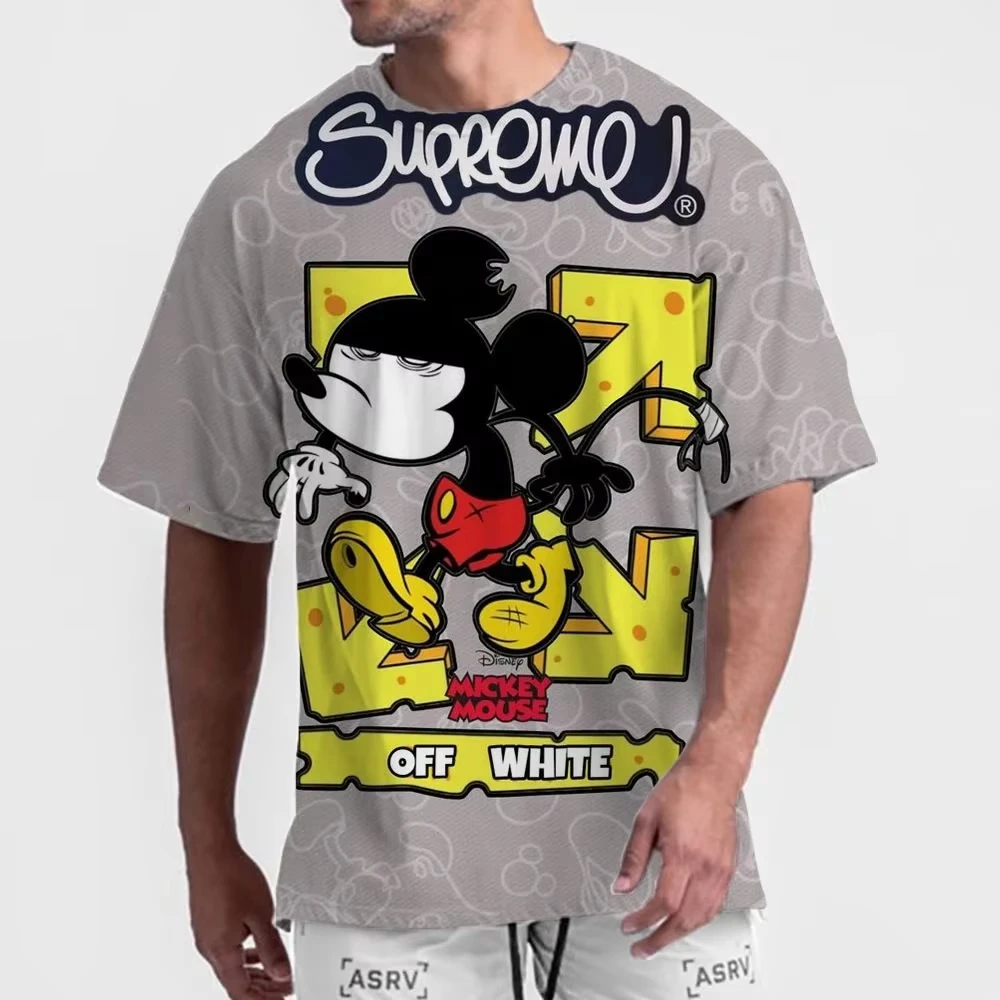 

Disney Summer Men Mickey Mouse Print T-Shirt Fashion Tops Tees Male Fun Cartoon Short Sleeve Clothing Casual Outfit Streetwear