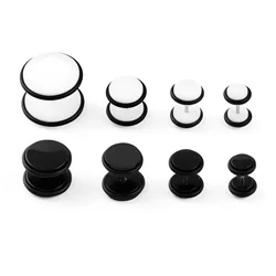 1Pair Acrylic Earrings Fake Ear Expanders Fashionable Black and White Classic Popular Dumbbell Earrings Simple Piercing Jewelry