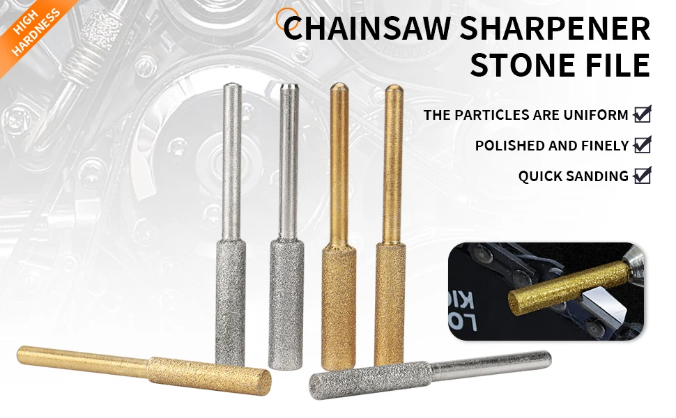 10/20 stücke Diamant Beschichtet Zylindrischen Grat Kettensäge Spitzer Stein 4/4,8/5,5mm Datei Kettensäge Schärfen Carving schleifen Werkzeuge – Detail 1