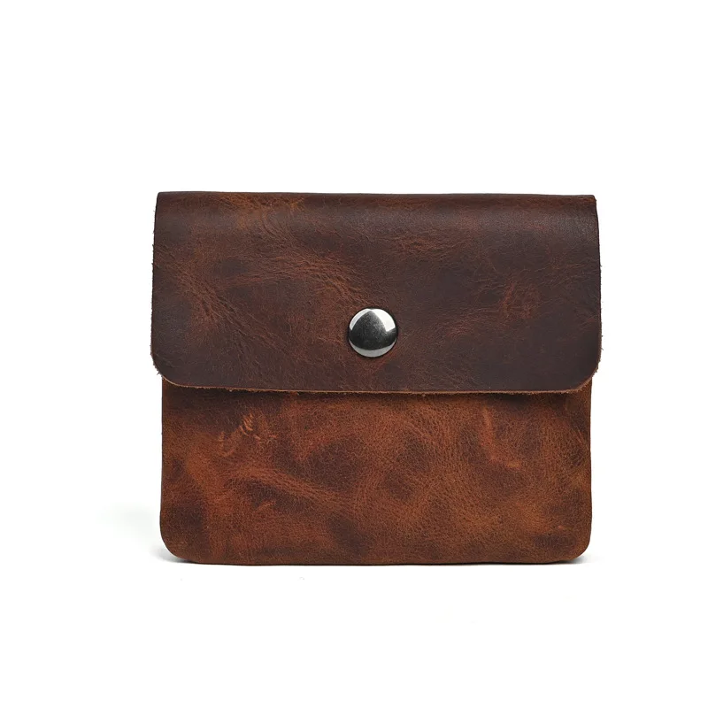LD-LQ003X Men's and women's first layer cowhide leather wallet short three fold multifunctional coin bag