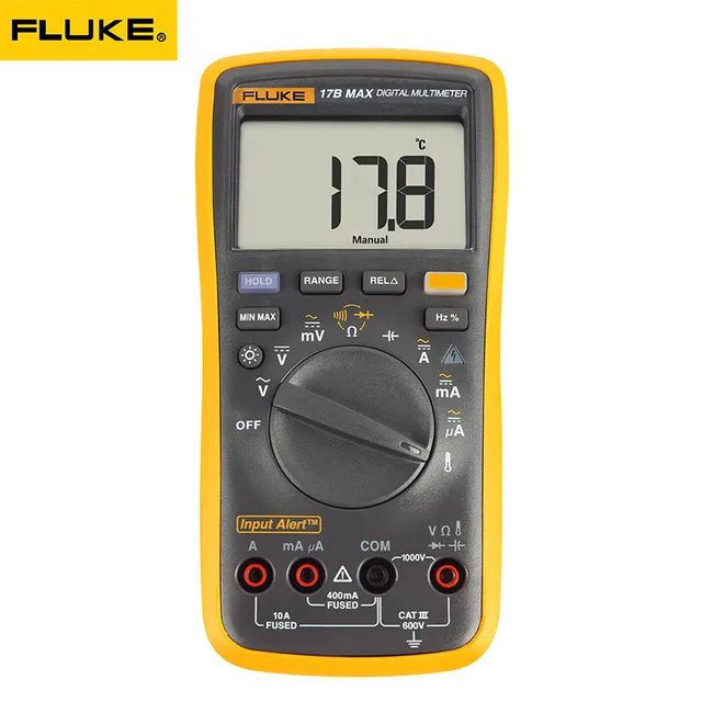 Fluke 15B MAX 17B MAX automatyczny multimetr cyfrowy DMM AC/DC napięcie prądu rezystancja Tester pojemności