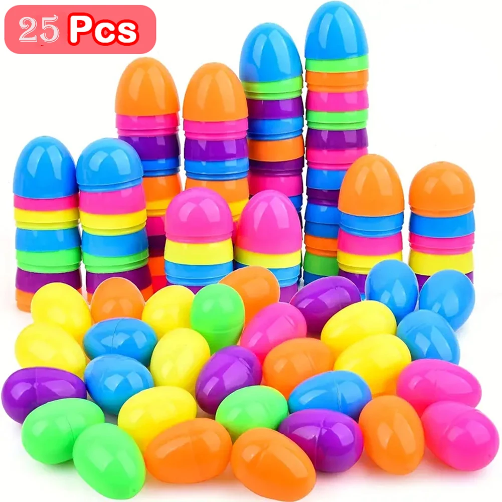 25pcs Easter Toys Novelty Plastic Recyclable Plastic Eggs Unfilled DIY Easter Eggs for Craft Projects