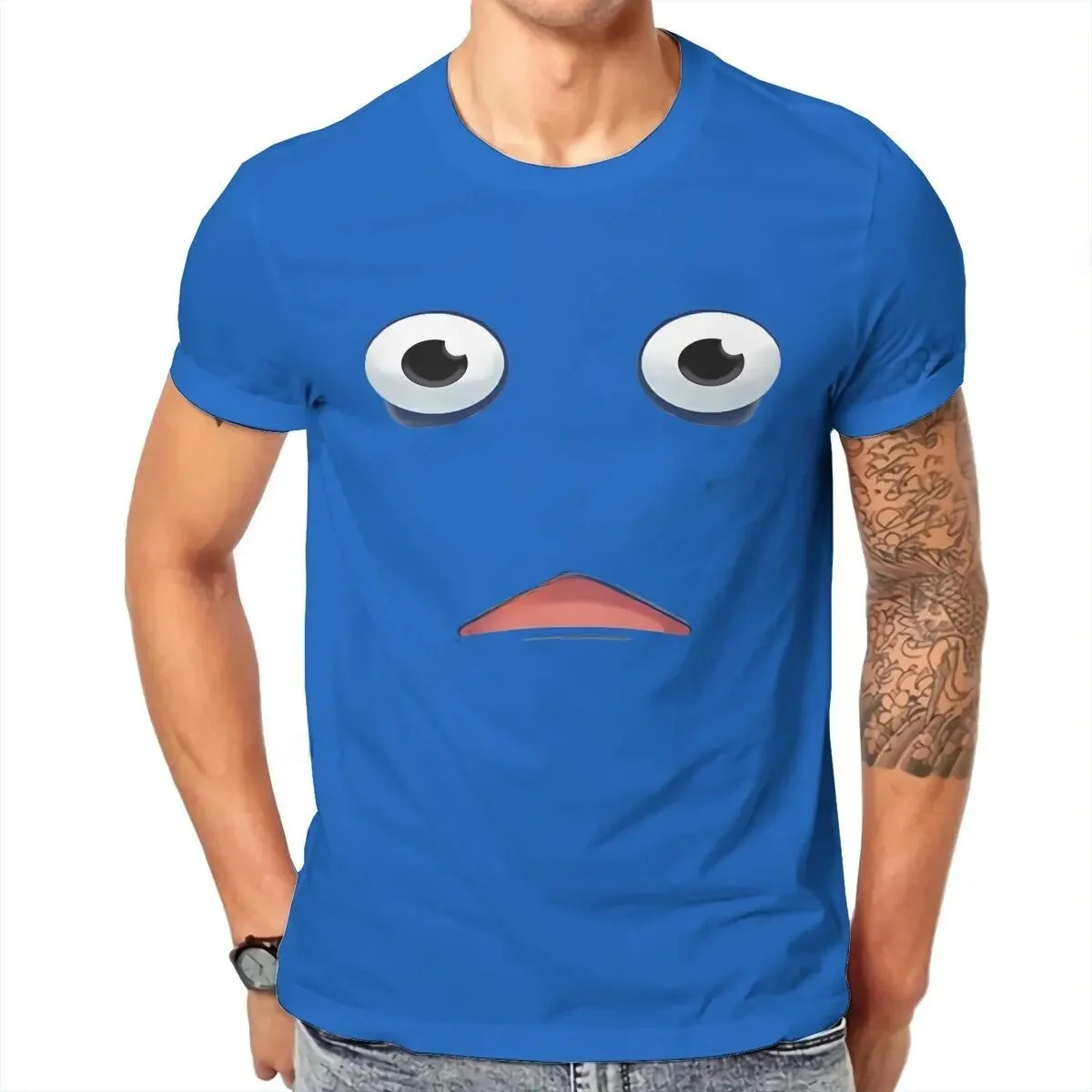 Cute Pikmins Flowing Blue Men's T-Shirt Ultra Slim Fit Pure Cotton Youthful Modern Style Printed Warm Autumnal Short Length