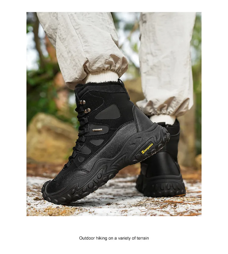 Herren-Outdoor-Hochschuhstiefel für Herbst und Winter, große Größen, mit Fleece gefüttert, warm, lässig, sportlich, Schneestiefel, geeignet für Herbst- und Winter-Outdoor-Wanderungen, Reisen und Pendeln – Detail 13