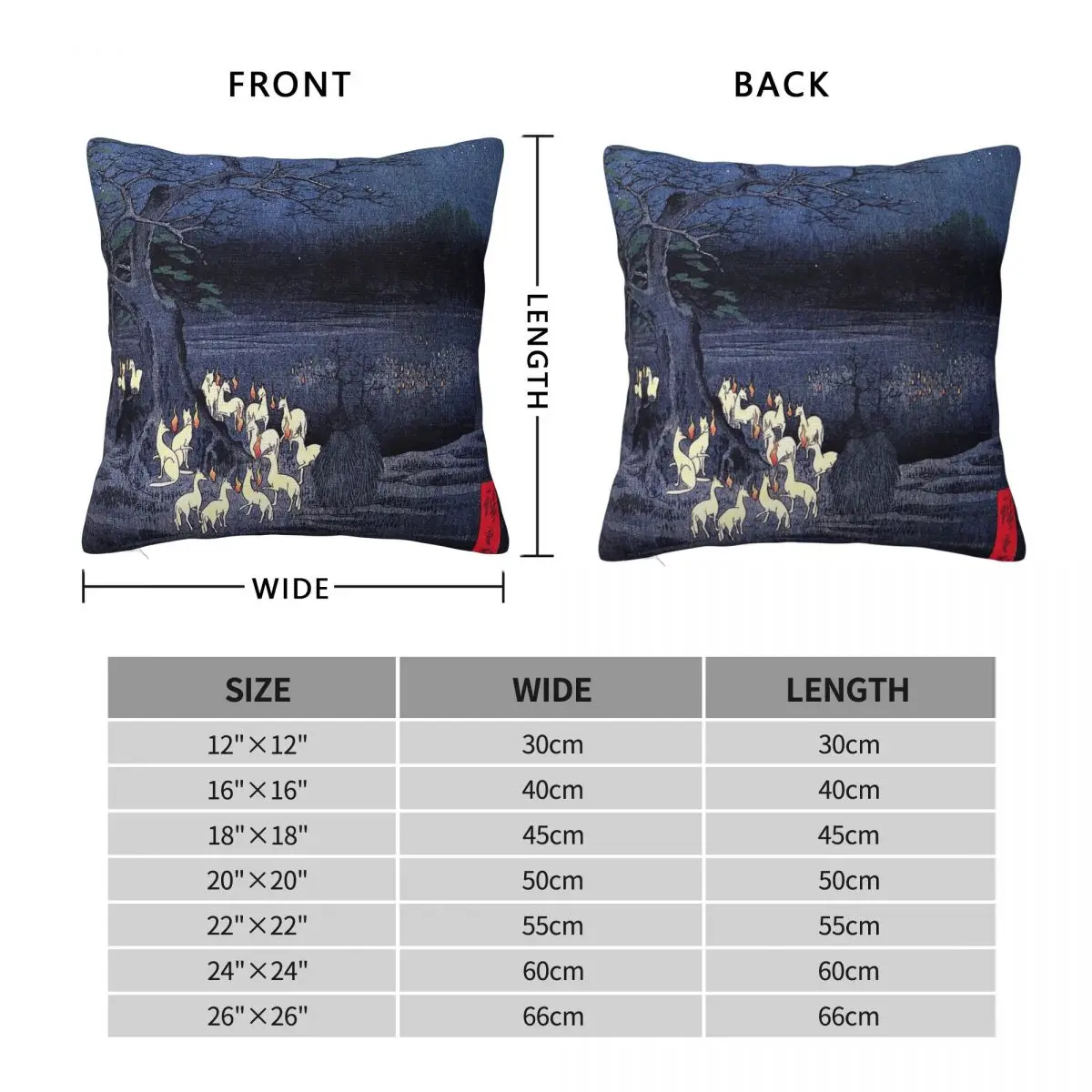 Utagawa Hiroshige Yokai Fox Square Pillowcase Polyester Linen Velvet Pattern Zip Decorative Home Cushion Cover