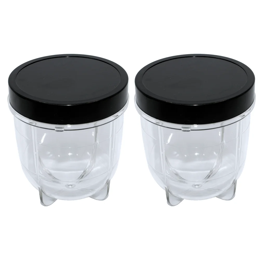 2 Pack Short Cup with Black Jar Lid, Compatible with Original Magic Bullet Blender Juicer MB1001 250W