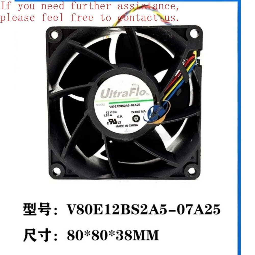 

Для Nidec V80E12BS2A5-07A25 12 В 1,95 А 8 см 8038 серверный жестокий охлаждающий вентилятор