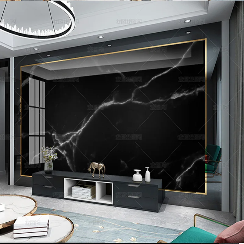 

Пользовательские 3D обои черный мрамор фреска гостиная ТВ отель фон стена спальня papel DE parede водостойкая Простота 8d