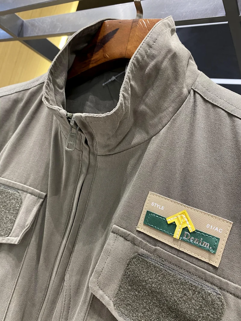 Baumwolle Arbeitskleidung Sle Weste Herren Outdoor Casual Herbst New Faion Multi-Pocket Design Jugend Trend Stand Fit Reißverschluss